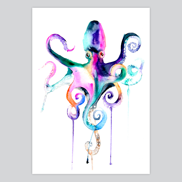 700x700 Purple Octopus Watercolor Painting