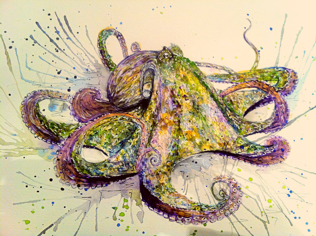 1024x765 Watercolour Octopus By Letsliedownwithlions