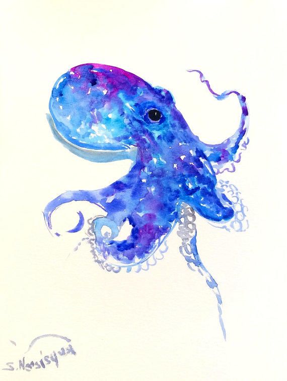 Watercolor Octopus Painting at GetDrawings | Free download