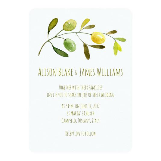 535x535 Olive Branch Watercolor Wedding Invitation Cards Save The Date Cards