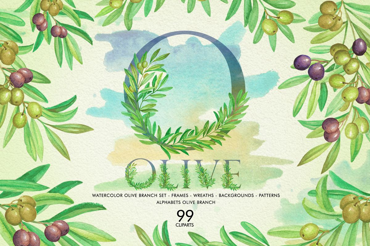 1200x800 Watercolor Olive Branch