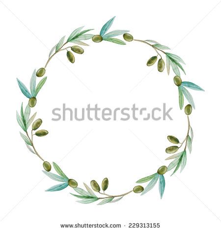 450x470 Watercolor Olive Branch Wreath. Hand Drawn Natural Vector Frame