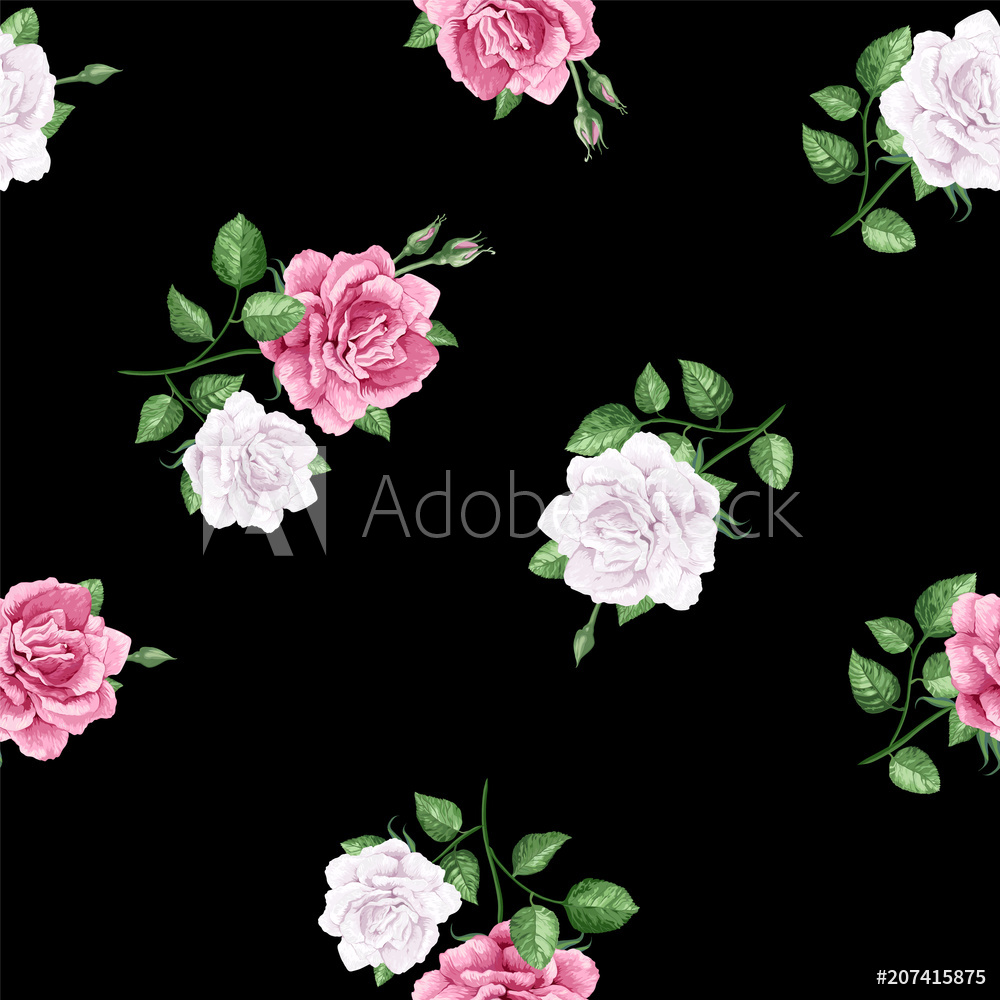 1000x1000 Photo Amp Art Print Rose Flowers, Petals And Leaves In Watercolor
