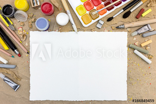 500x334 Palette With Watercolor Paints And Different Size Paintbrushes On