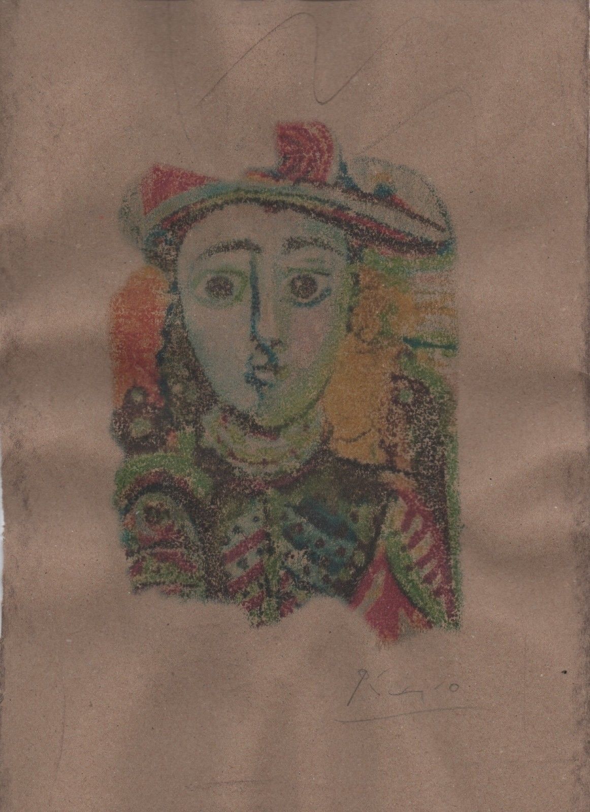 1162x1600 Rare Watercolor Drawing On Vintage Cardboard Provenance On Back