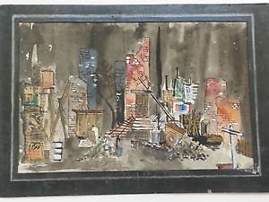 300x225 Vtg Old Watercolor Cardboard Collage Ebay