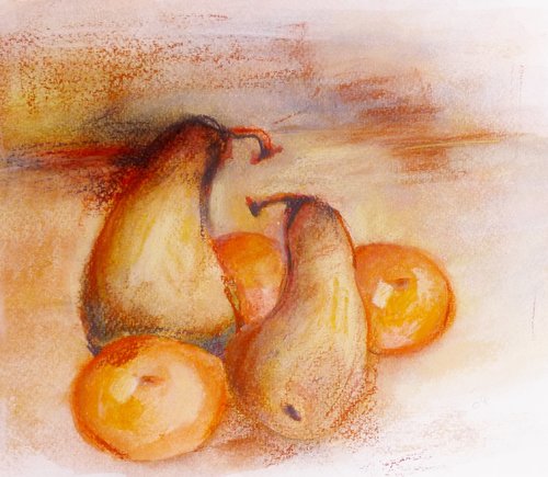 500x435 Zwei Birnen By Karina Plachetka (2004) Painting Pastel
