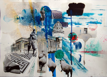 350x253 Into The Air By Olga Kapitanska (2018) Painting Acrylic, Collage