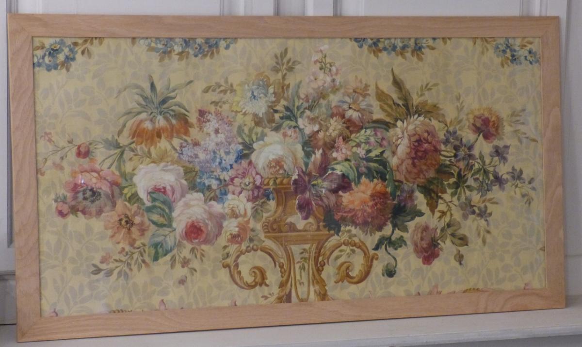 1200x715 Bouquet Of Gouache Flowers, Cardboard D Aubusson, Xix