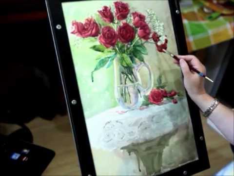 480x360 Watercolor Lesson How To Paint Rose And Glass By Mingming Bowerson