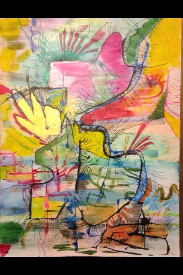 640x960 Non Objective Abstract Blown India Ink And Watercolor 18x20 On