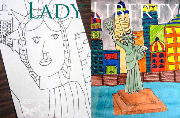 588x386 Lady Liberty With Watercolor Or Newspaper Deep Space Sparkle
