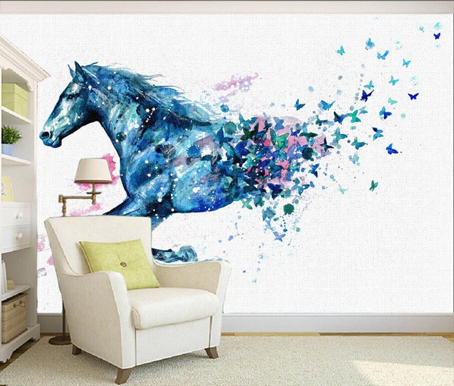 650x553 Mohair Newspaper Watercolor Painting Wall Murals Living Room