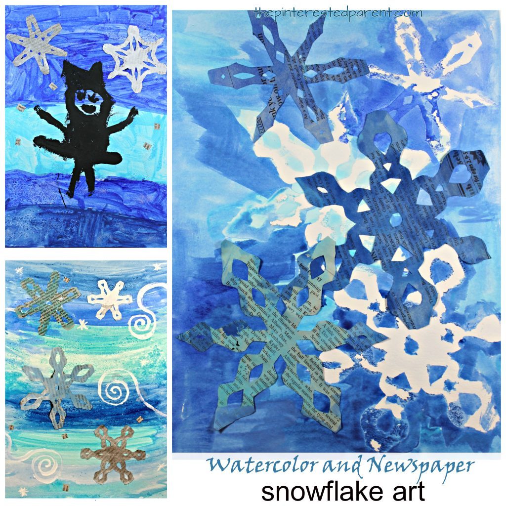 1024x1024 Newspaper And Watercolor Snowflake Art The Ed Parent