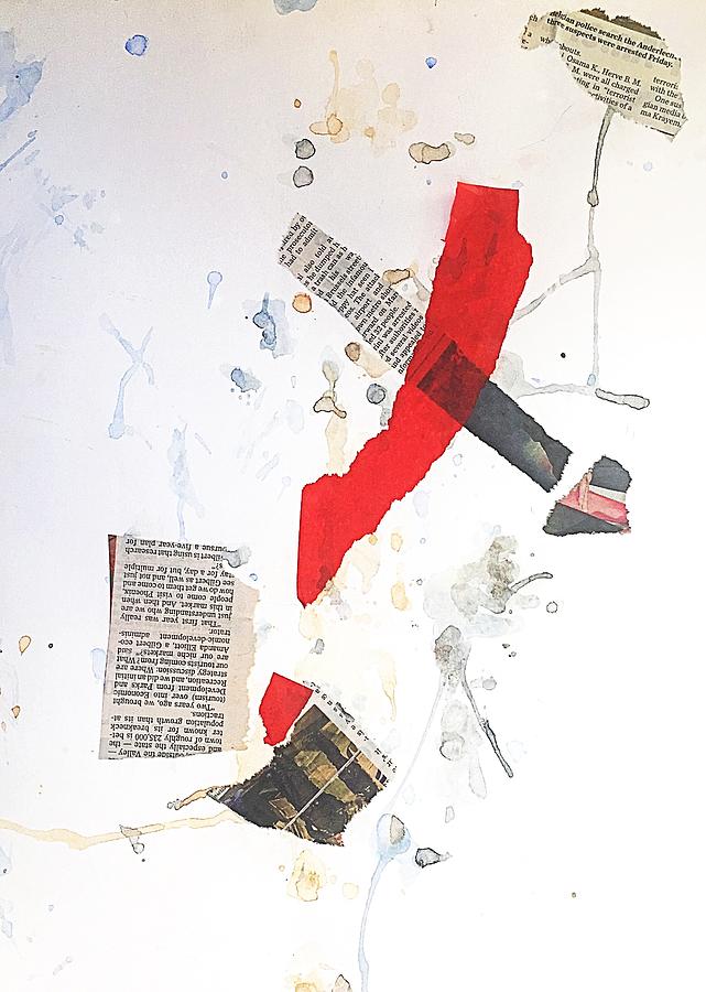 641x900 Reb Abstract Mixed Media Watercolor White Newspaper Vintage