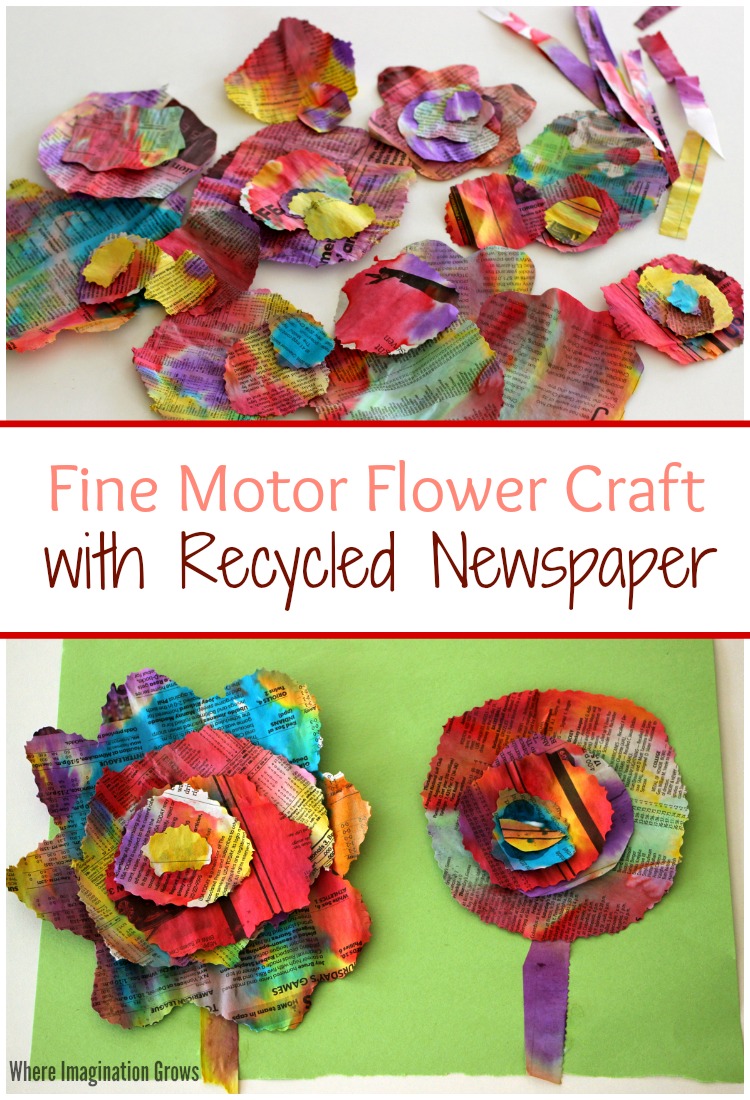 750x1100 Watercolor Amp Recycled Newspaper Flower Craft