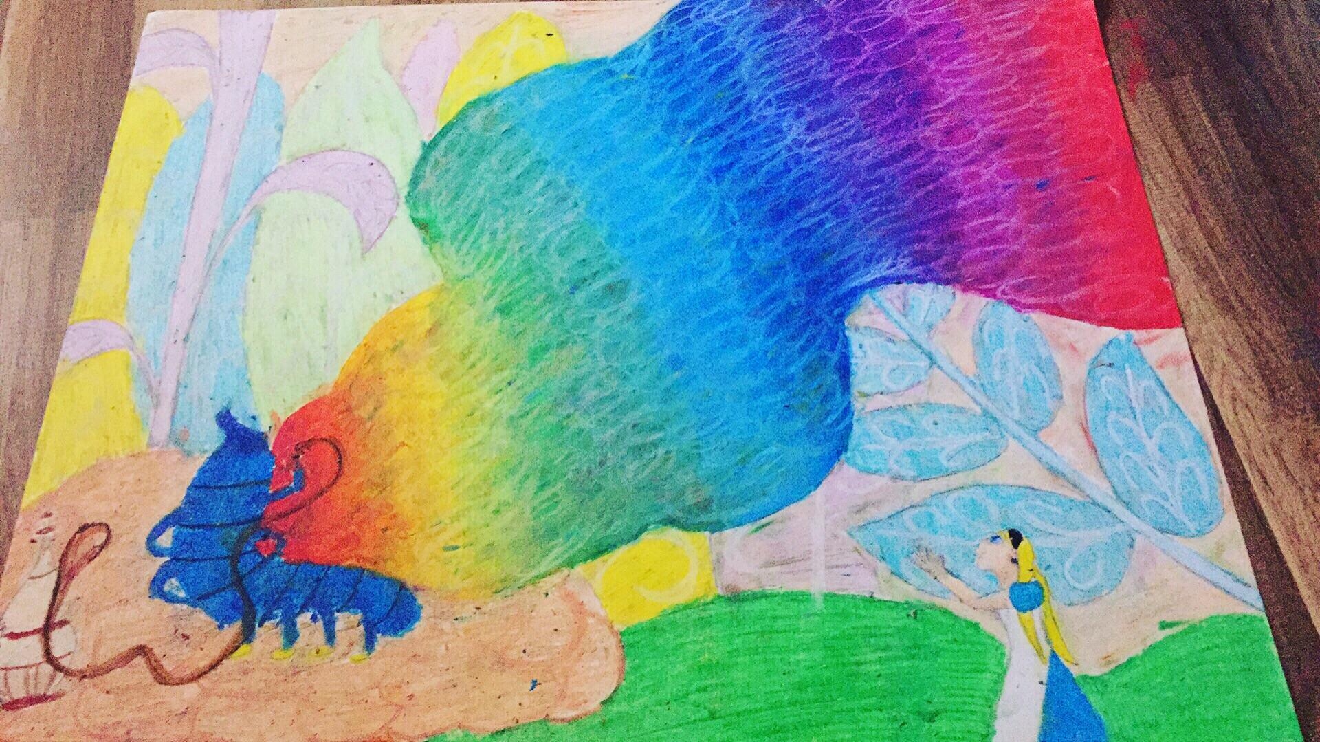 1920x1079 Oc] Kahookah, Oil Pastels, Poster Board. Alice In Wonderland