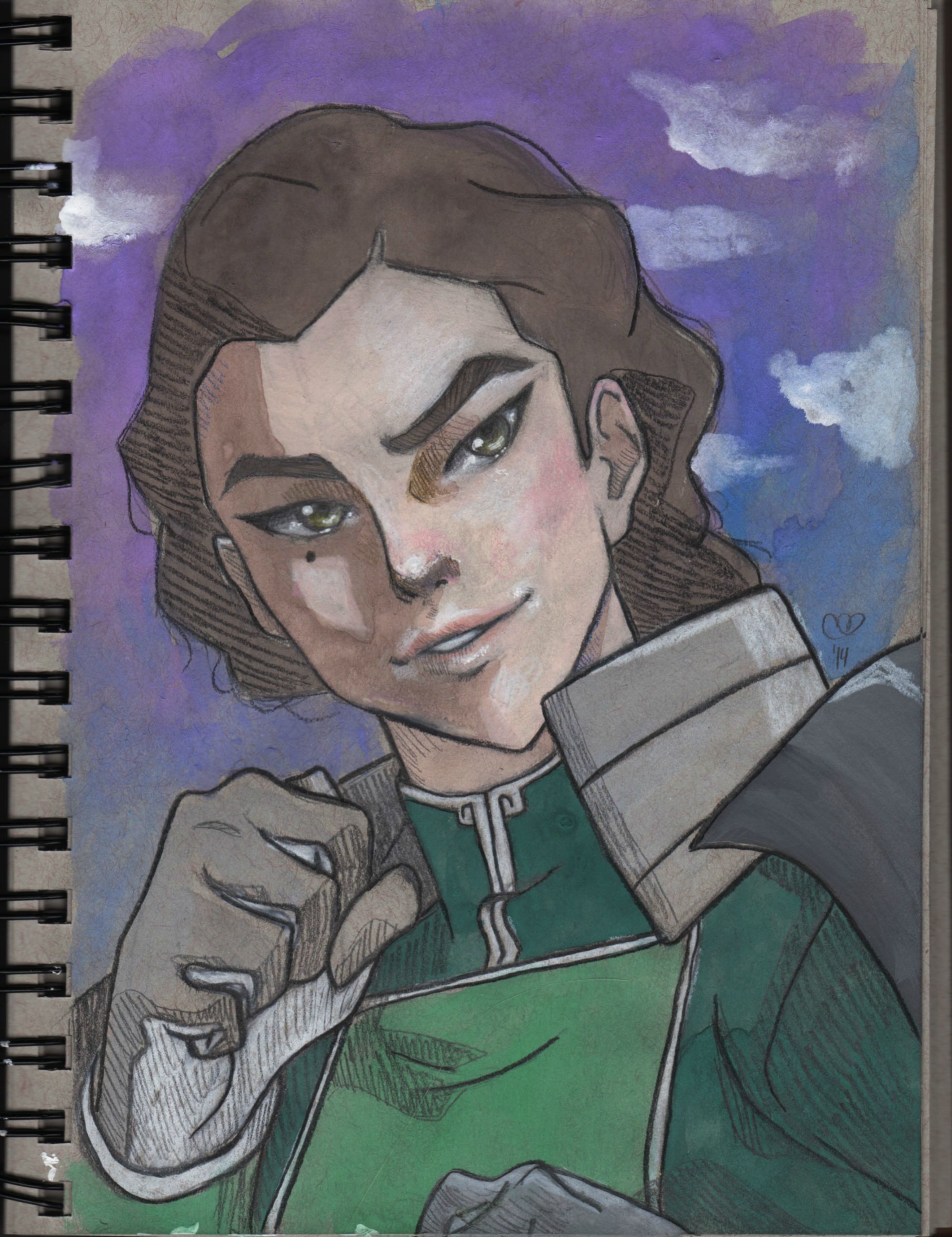 1954x2540 Fan Content] Kuvira Fanart I Made. Watercolor On Toned Gray Paper