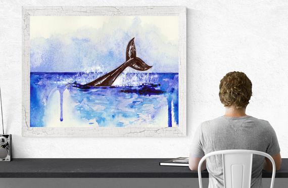 570x372 Orca Printable Watercolor Orca Painting Orca Print Whale Etsy