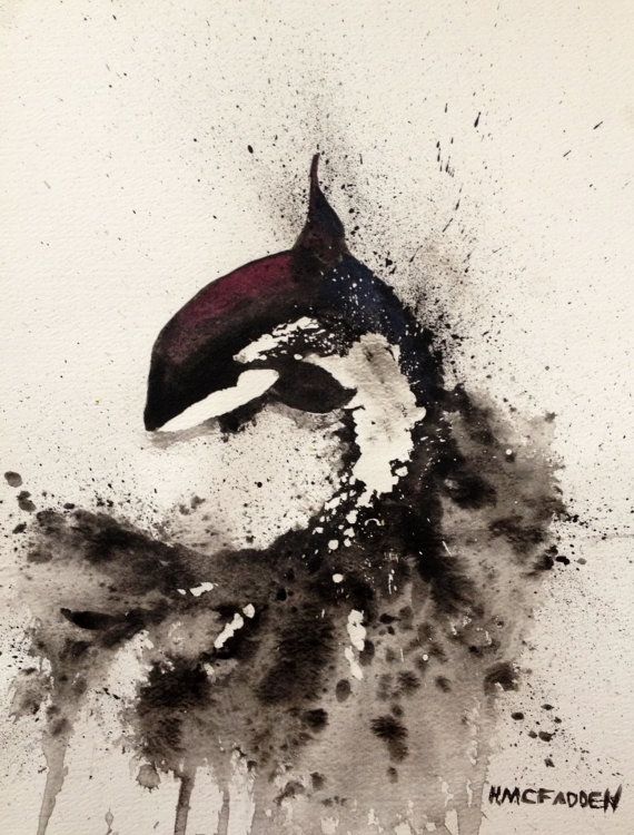 570x750 Watercolor Orca Killer Whale Original Artwork Painting Orca