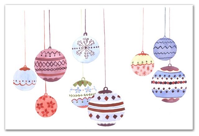 640x438 Hanging Watercolor Ornaments Canvas Wall Art, 36x24