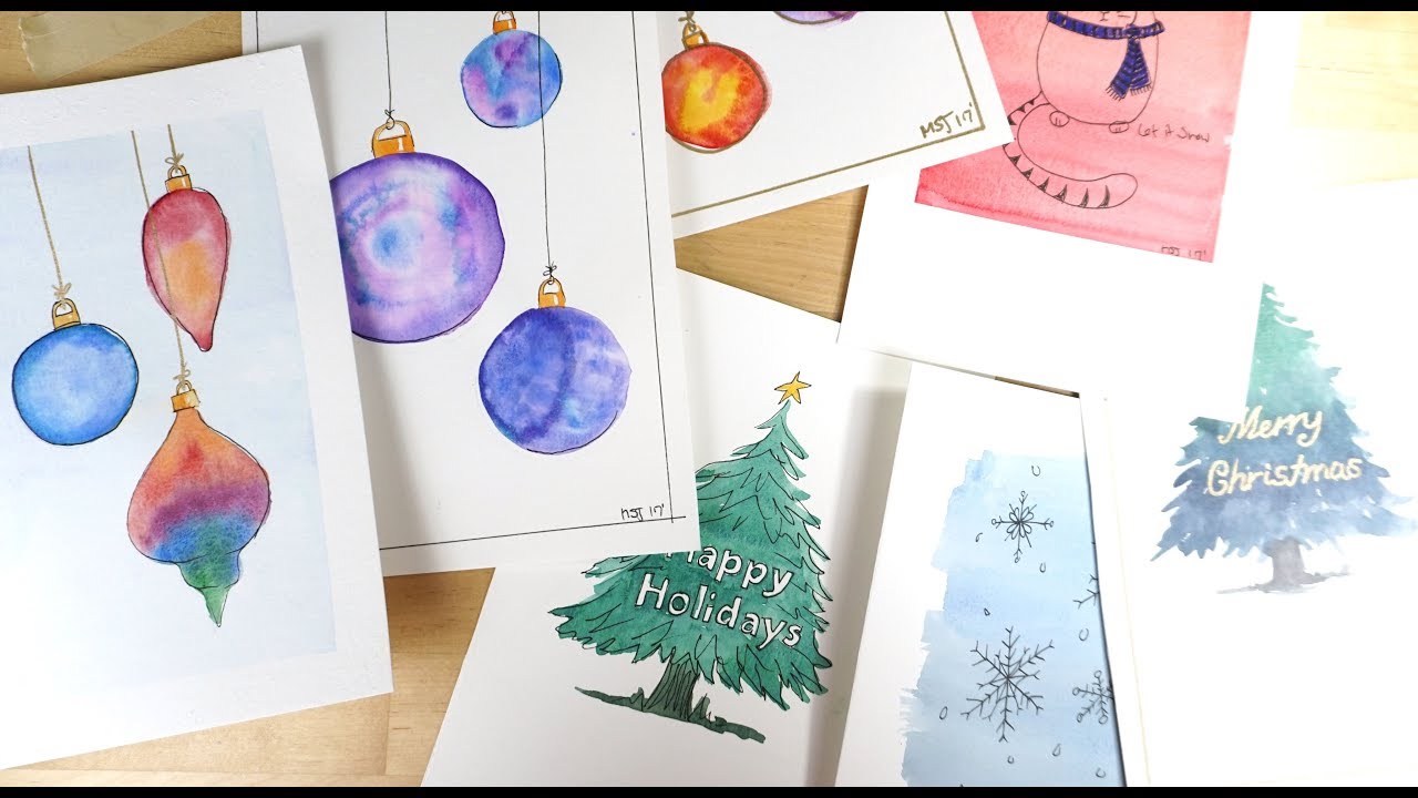 1280x720 Watercolor Christmas Cards