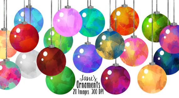 570x313 Watercolor Ornaments Clipart Christmas Clipart Instant Etsy