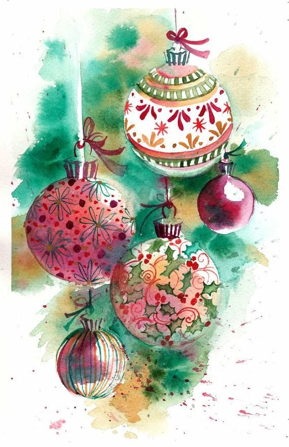 570x882 Watercolor Ornaments Christmas Watercolor