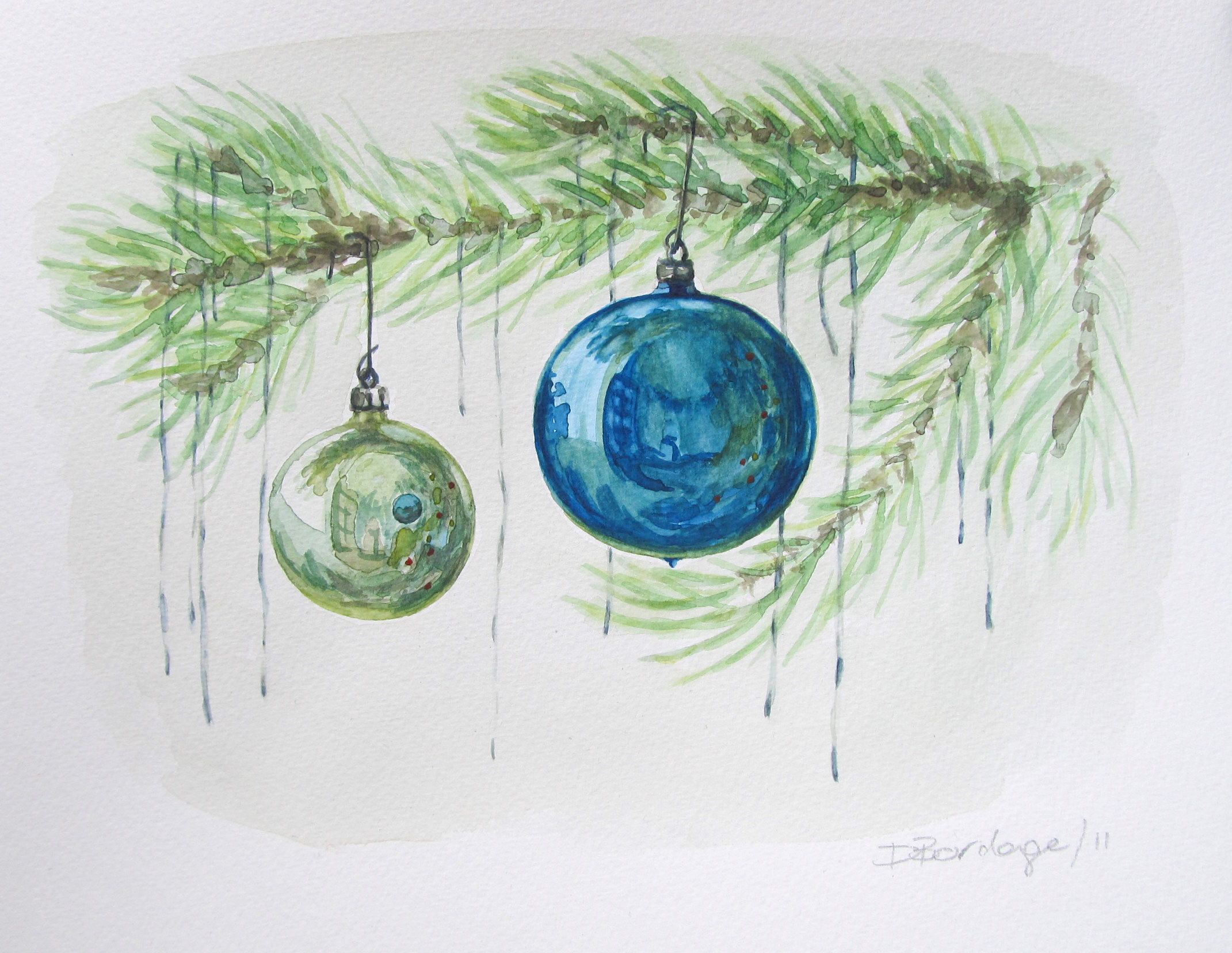 2141x1656 Watercolour Wednesday Blue Christmas Ornaments, Christmas Tree