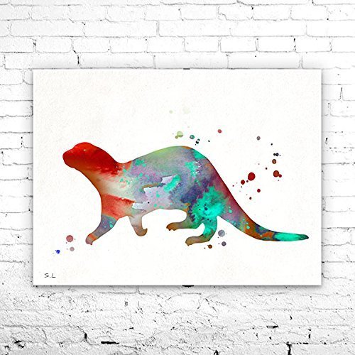 500x500 Otter 3 Watercolor Art Print, Otter Art, Home Decor