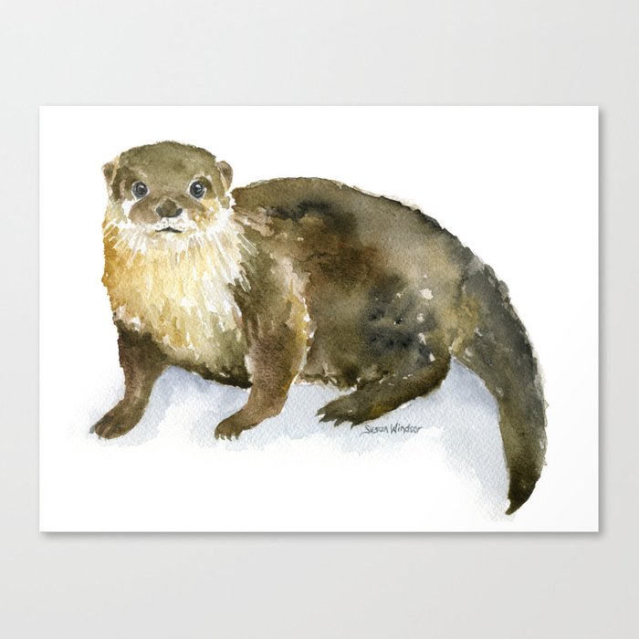 700x700 River Otter Watercolor Canvas Print By Susanwindsor Society6