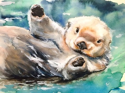 480x360 Watercolor Baby Otter Painting Demonstration