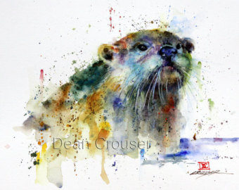 340x270 Watercolor Otter Etsy