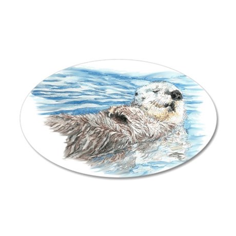 460x460 Cute Watercolor Otter Relaxi Wall Decal By Barkettc