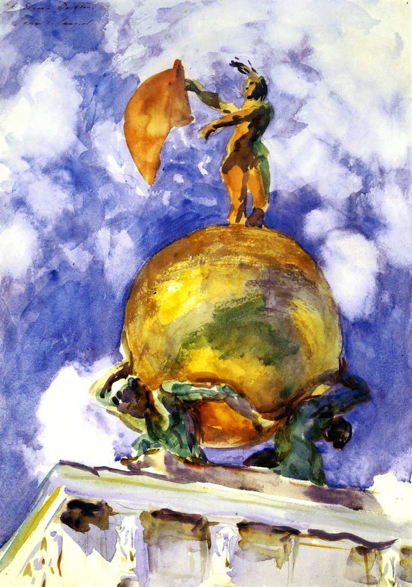 843x1200 John Singer Sargent, The Dogana, Statue Of Fortune, Watercolor