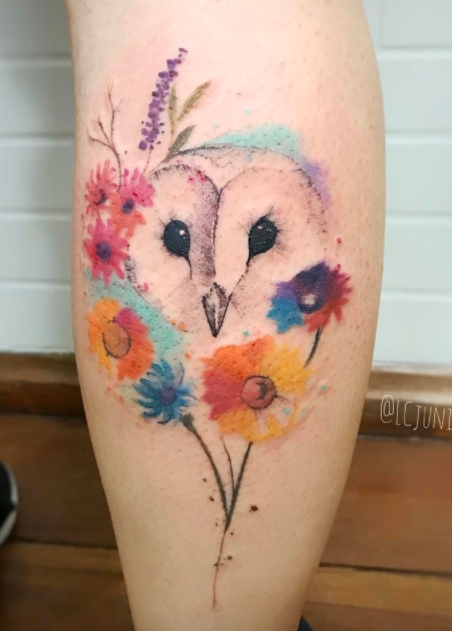 452x631 Watercolor Owl Tattoo
