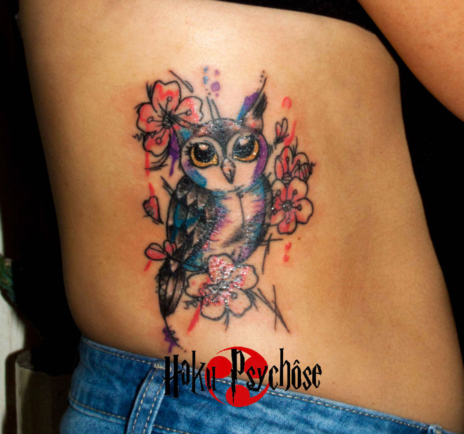 924x864 Watercolor Owl Tattoo By Haku Psychose