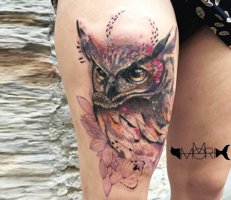 750x650 Watercolor Owl Tattoo By Momori Tattoo Post 14897