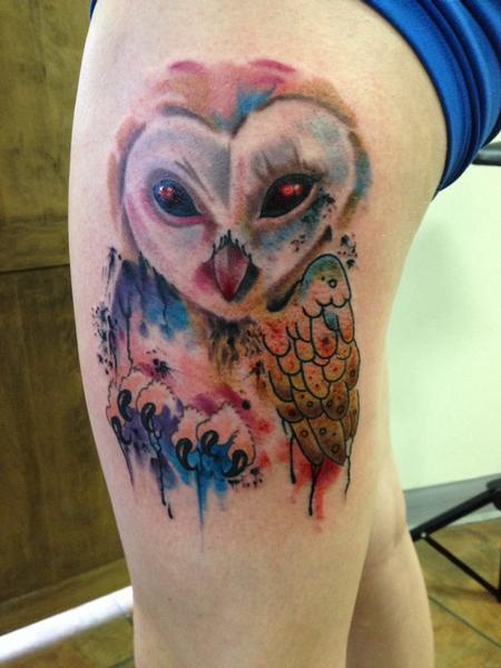 450x600 Nice Watercolor Owl Tattoos