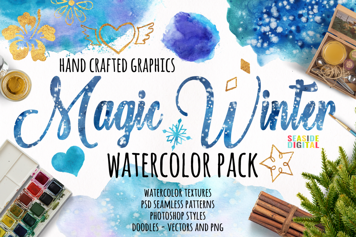 1200x800 Magic Winter Watercolor Pack