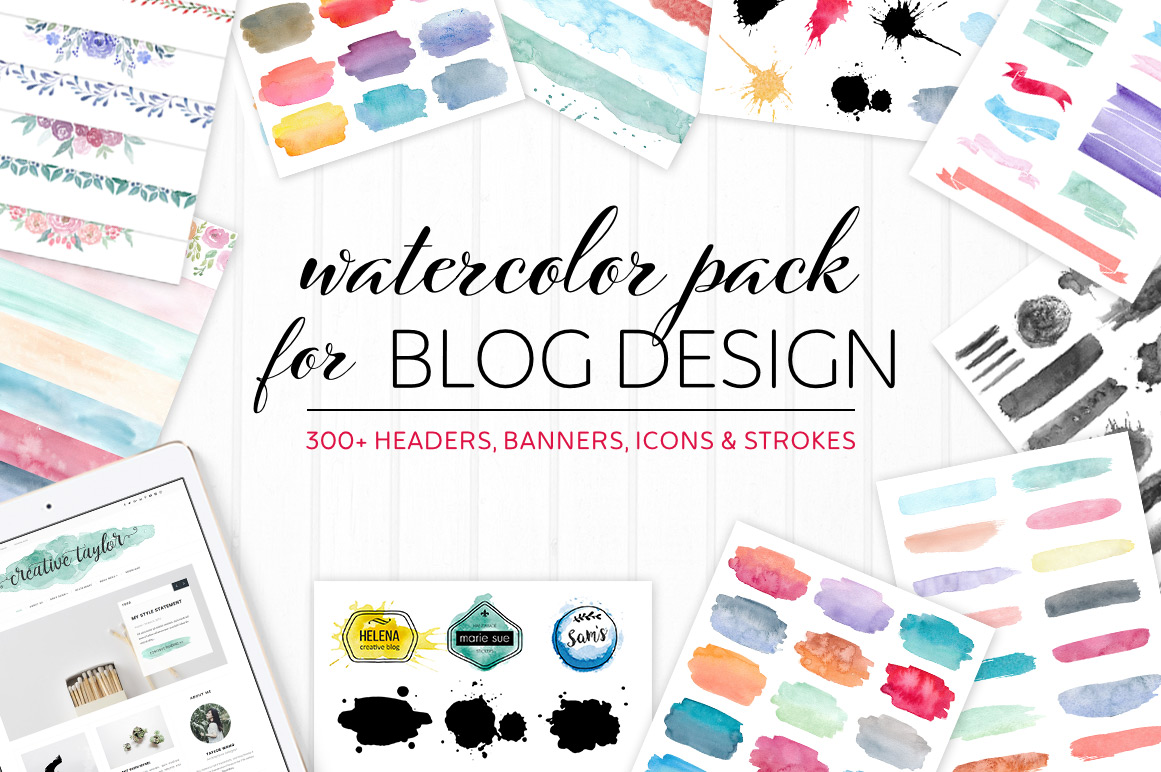 1161x772 Watercolor Pack For Blog Design
