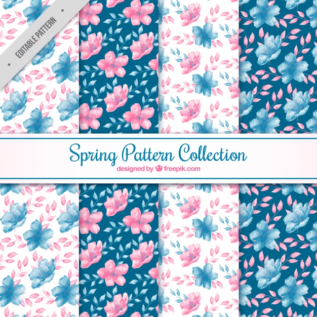 626x626 Watercolor Pack Of Spring Patterns Vector Free Download
