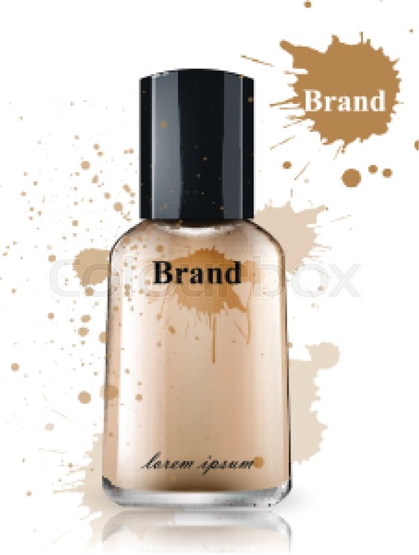 604x800 Face Foundation Bottle Watercolor Vector. Product Packaging
