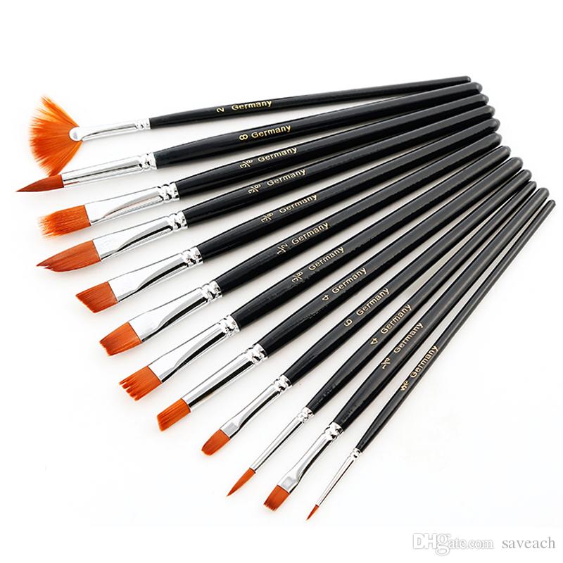 800x800 Best Nylon Hair Acrylic Paint Brush Set Filbert Head Wooden Handle