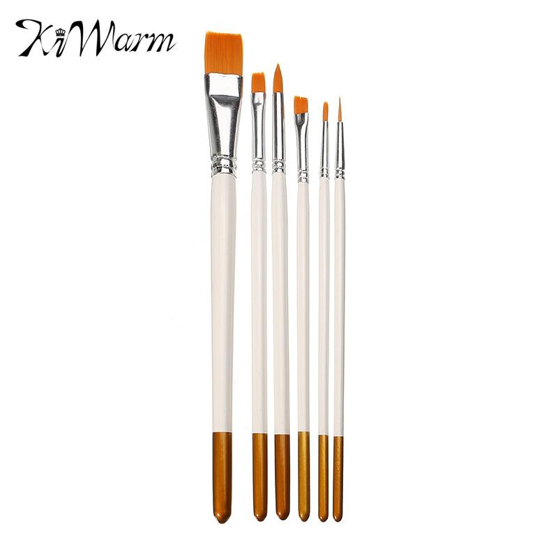 800x800 Kiwarm 6pcslot Overvalue White Nylon Wood Paint Brush Set Artists