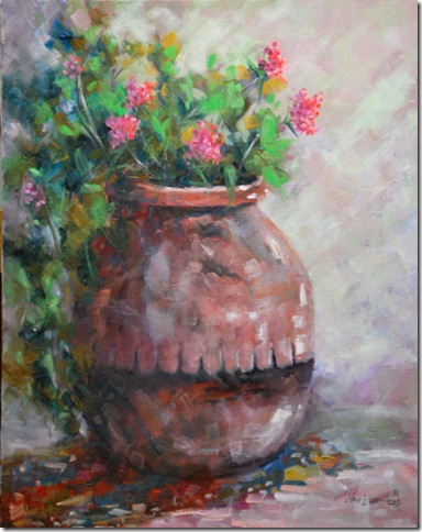 384x484 Jean Levert Hoodtexas Hill Country Painter Clay Pot Oil Painting