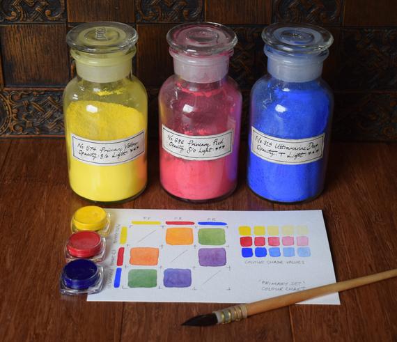 570x491 X3 Paint Pots Primary Colours Handmade Historical Etsy