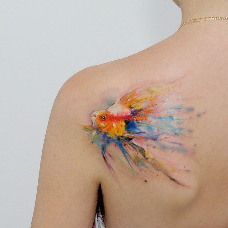 750x750 Tattoo Artist Captures Fluidity Of Watercolor Paint In Colorful