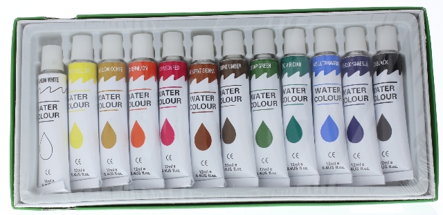 640x311 Artist Color Pallet Watercolor Paint Set Of 12 Tubes .4 Fl Oz