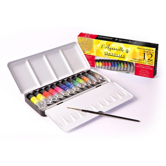 700x700 Sennelier Artists Watercolour Classic 12 Tube Metal Box Set With Brush